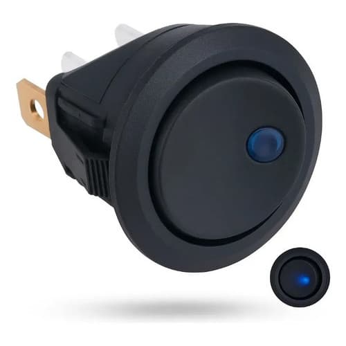 Botão Interruptor Lig. Des. 12v/20a Gangorra Preto Led Azul