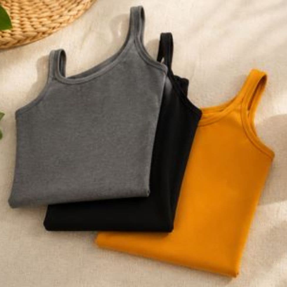 Kit 3 Blusinhas Regatas Alca Larga Lisa Casual