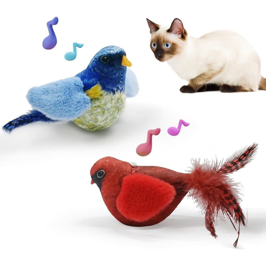 LEWISER Brinquedos para Gatos, Pássaro Chirrejante, 2 Peças com Catnip e SilverVine, Adequado para Varinhas de Brinquedo