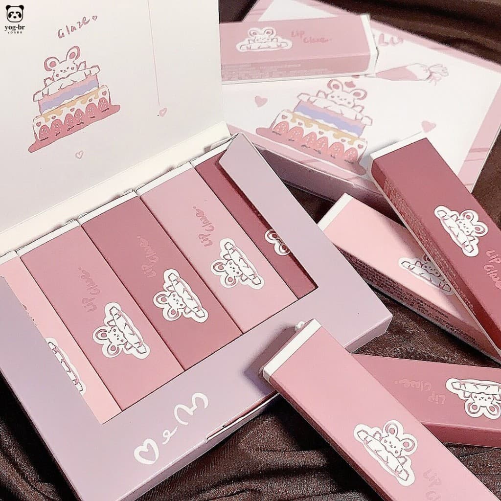 Conjunto De Esmalte Labial Fosco 5 Unidades-Batom Antiaderente Hidratante De Longa Duração