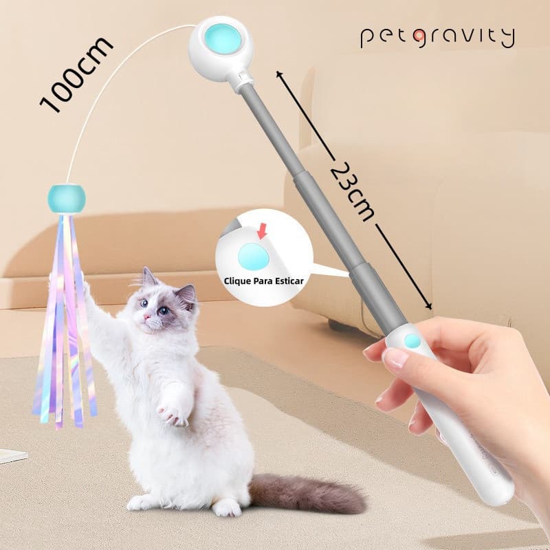 Varinha Interativa para Gatos com Laser + 2 Cabeças Substituíveis