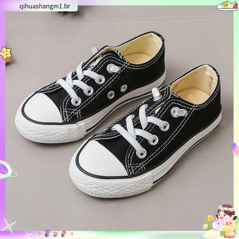 Sapatos elásticos meninas meninos tênis masculinos estilo minimalista estudantes baixo-Top cor sólida sapatos de lona pe