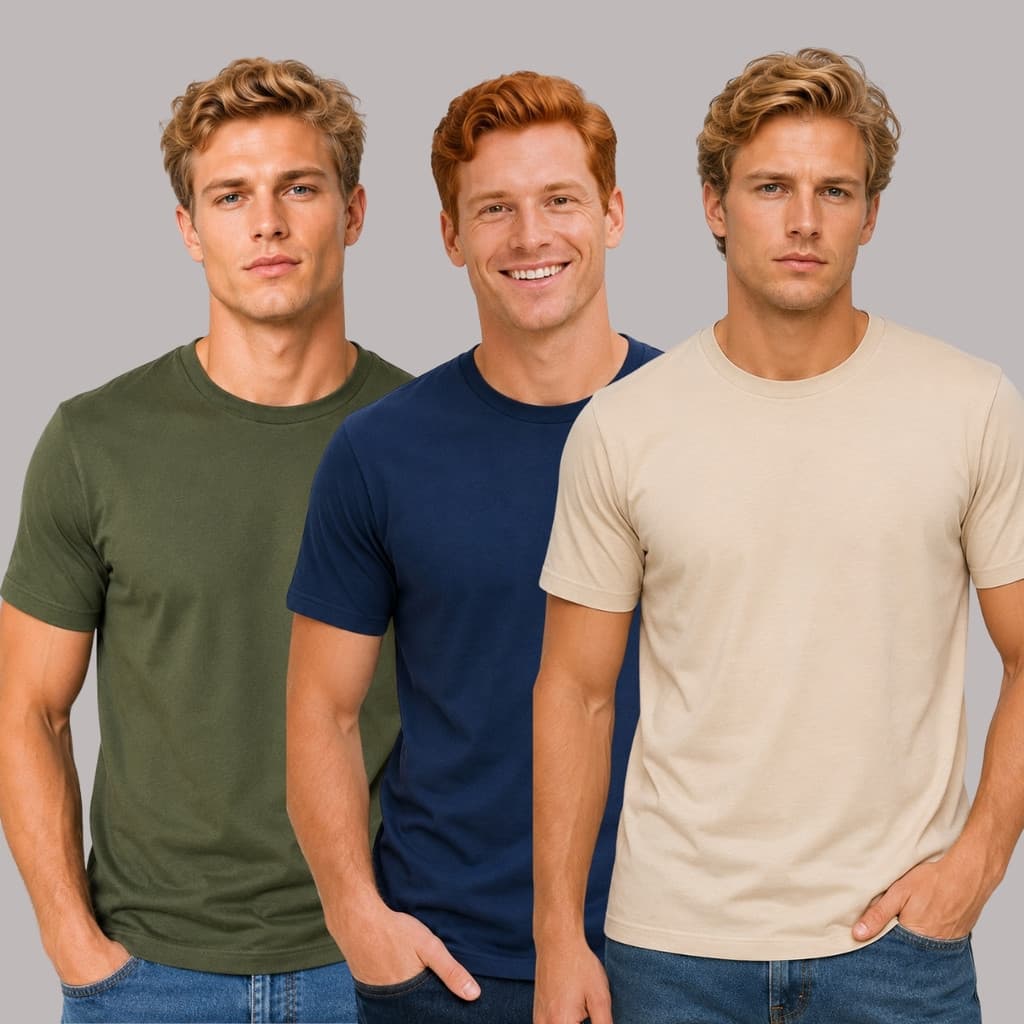 Kit 3 Camisetas Blusas T-Shirt Masculina Basica 100% Algodão Malha Penteada Premium de Qualidade Estilo e Corfoto Diario