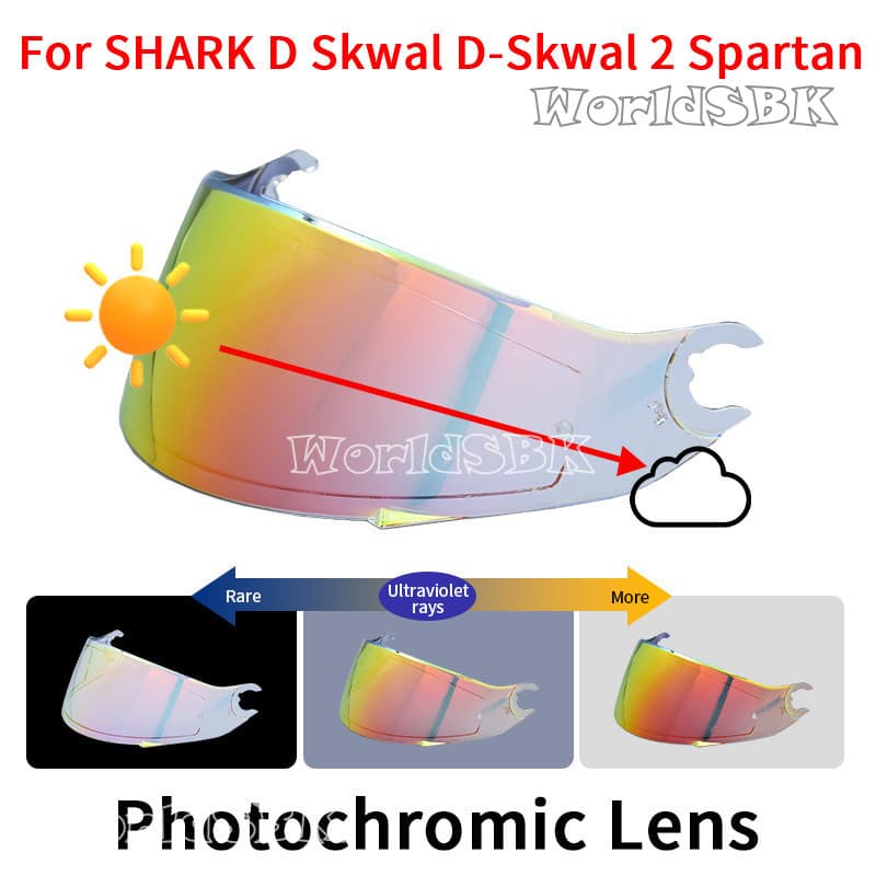 Lente De Viseira De Escudo Fotocromático D Skwal-2 Spartan Capacete Facial Completo , Viseiras Azuis Vermelhas Máscara D