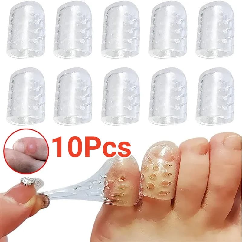10 protetores de dedos em silicone transparente, antifricção, respiráveis, previnem bolhas, capas protetoras.