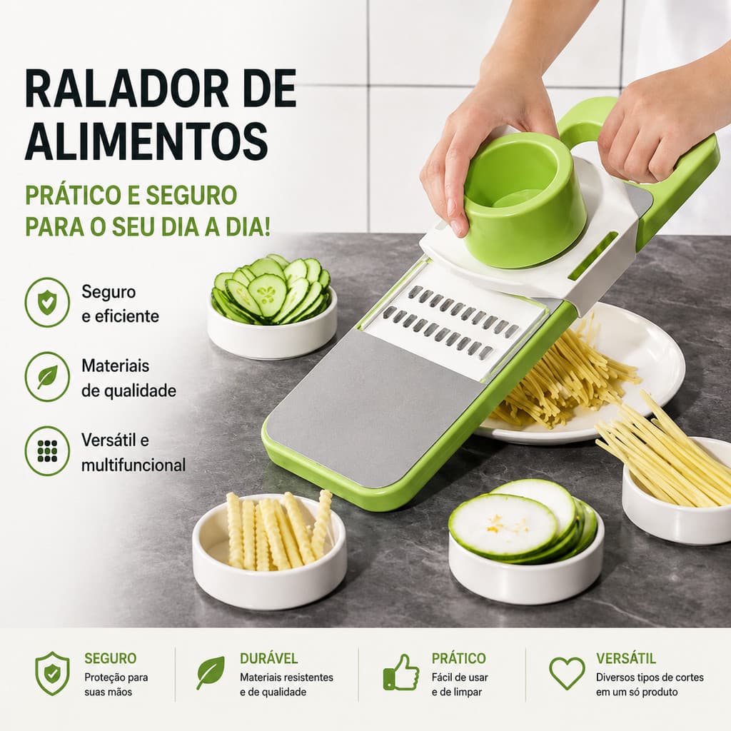 Ralador Multifuncional de Alimentos Cortador de Legumes com Lâminas em Aço Inox