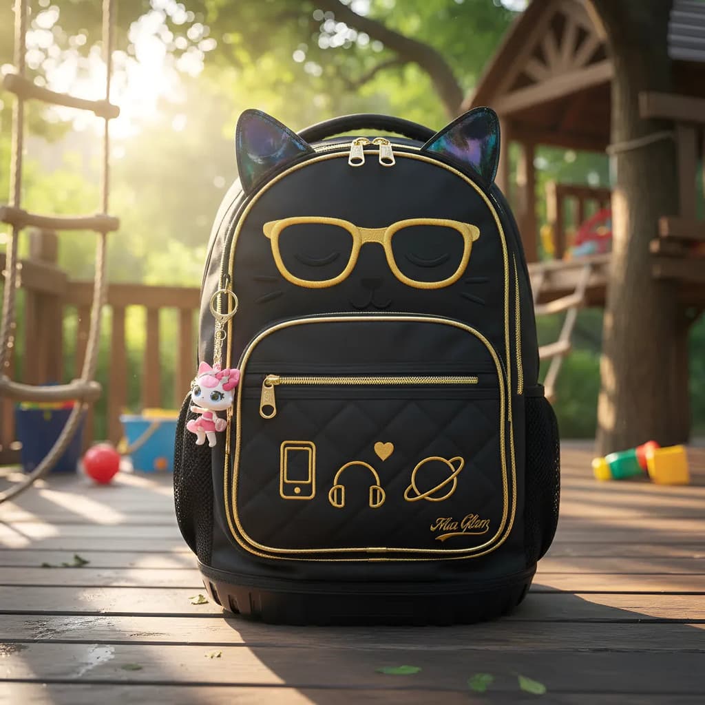 Mochila Infantil C/rodinha Estampa Infantil Gatinho Mia Glam