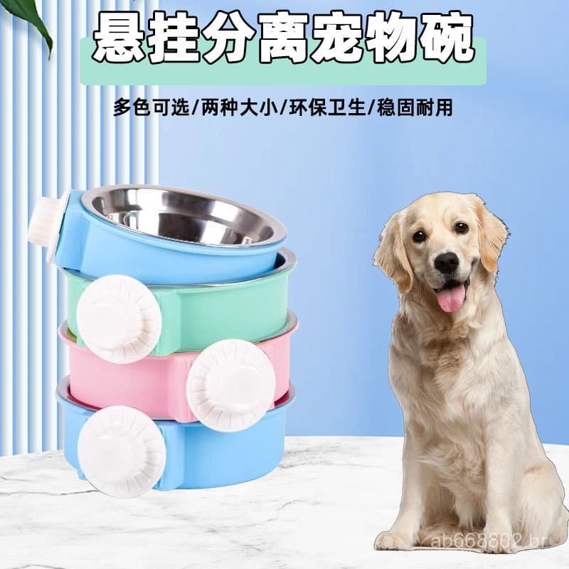 Especialmente projetado para gaiolas suspensas, tigela para animais de estimação em aço inoxidável, utensílio de aliment