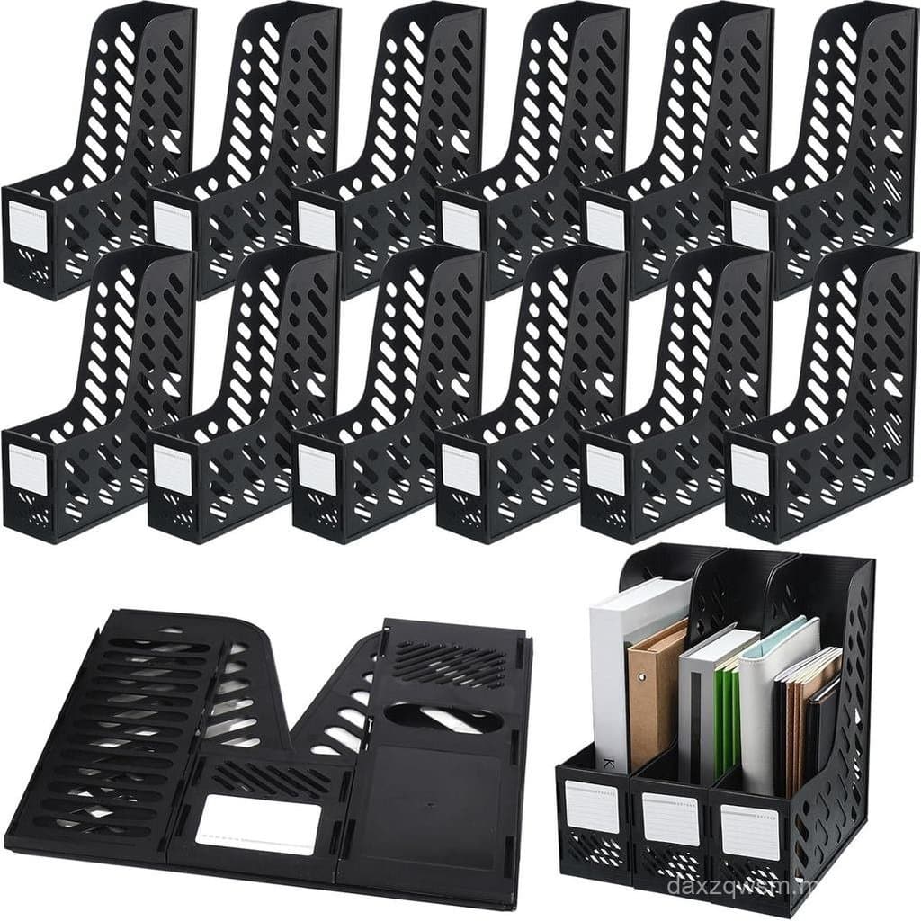 Pacote com 12 Organizadores de Revistas, Organizador de Arquivos para Mesa, Suporte Vertical de Plástico para Revistas,