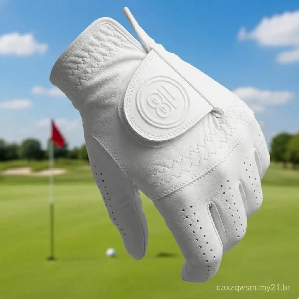 Luvas de Golfe Masculinas Premium de Couro East/18, Toque Macio, Ajuste Durável para Homens - Luva Confortável com Aderê