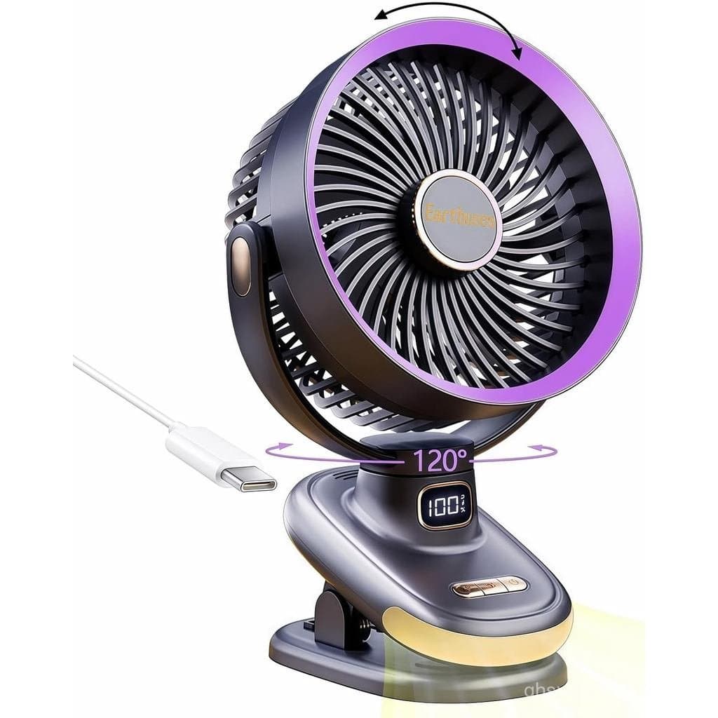 Ventilador Oscilante com Rotação Automática para Quarto, Ventilador de Mesa Portátil USB Recarregável, Pequeno e Silenci