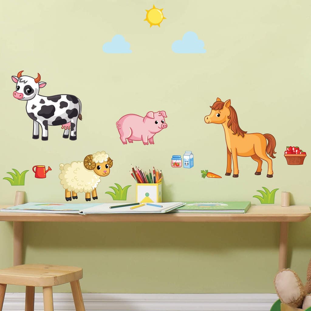 Adesivo de Parede Infantil Animais da Fazenda de Menino