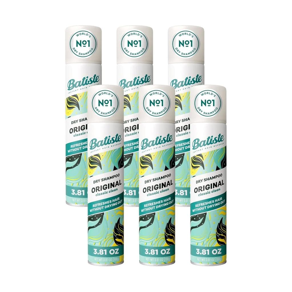 Shampoo Seco Original Batiste, absorve a oleosidade, aroma clássico de limpeza, 3,81 onças (pacote com 6 frascos) GGTB