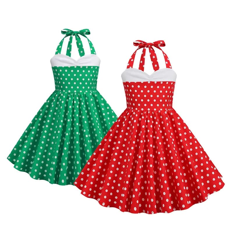 Vestido De Bolinhas Para Meninas , Verão , Pendurado No Pescoço , Patchwork , Moda , Princesa