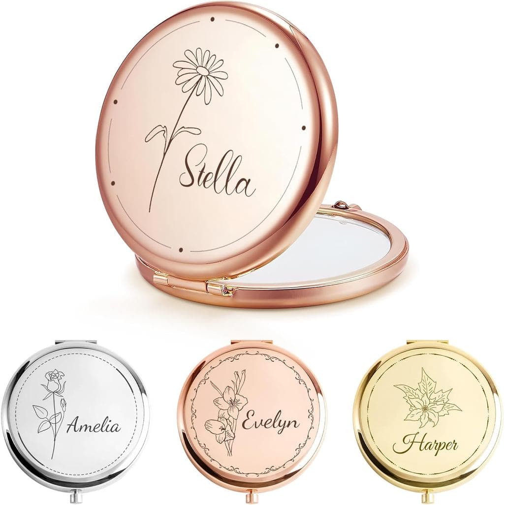 Espelho de mão personalizado para viagem com nome ou monograma, espelho de mão para mulheres, lembranças para chá de pan