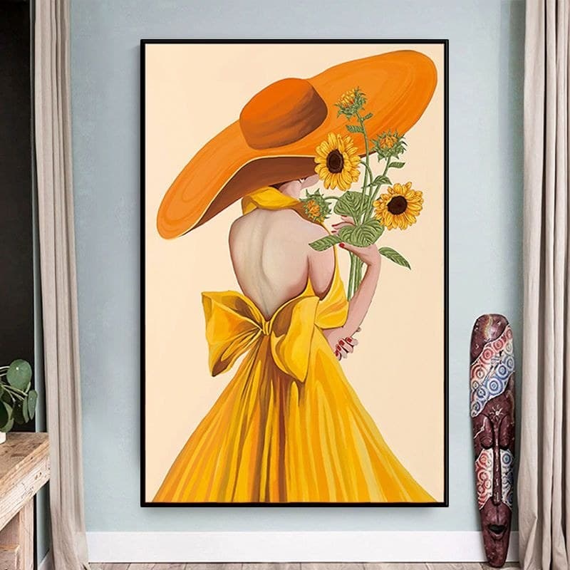 Dourado perfumado ponto cruz girassol menina sala de estar quarto linha bordado simples bordado completo próprio bordado