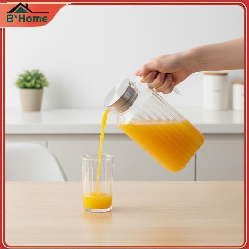 Jarra De Suco De Água BHTH , Garrafa Transparente De Plástico Para Armazenar Sucos Frescos E Bebidas Cozinha , Geladeira