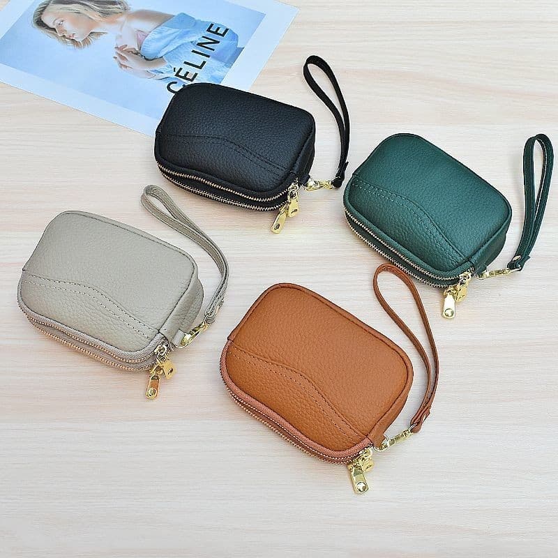 Bolsa de couro genuíno Mini embreagem Retro moda couro macio moeda carteira saco chave simples saco de moedas