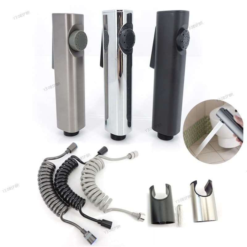 Longo ABS Bidé Toalete Pulverizador Cabeça De Chuveiro Wc Banheiro Escova Portátil Prata Preto Cinza douche Torneira Bun