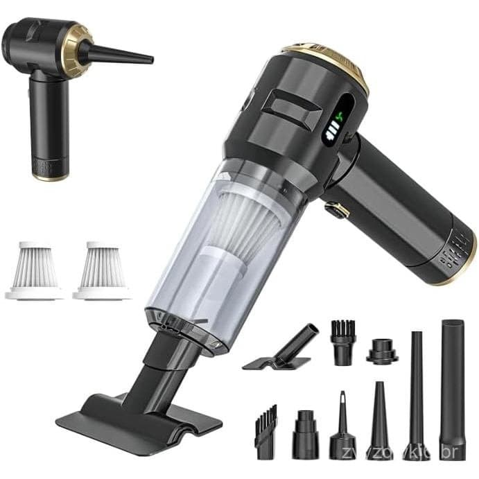 Aspirador de Pó Portátil Sem Fio, 23000Pa, Potente Mini Aspirador de Carro, Recarregável, Leve, Coletor de Poeira para C
