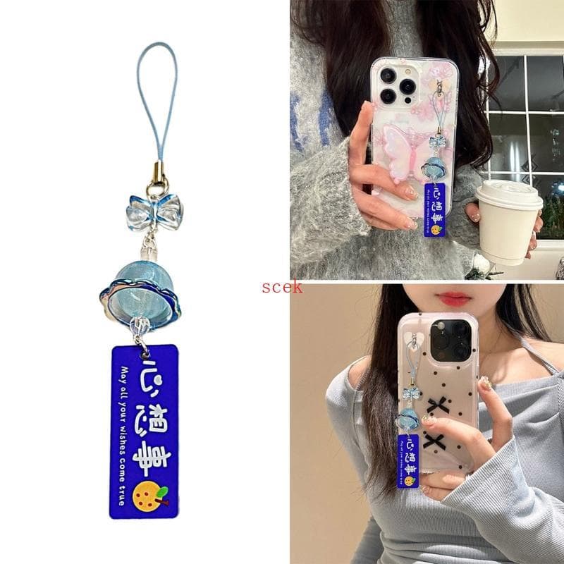 scek Telefone Charme Chaveiro Frisado Carrilhão Acessório Decorativo Prático Saco Pingente Para Carteira Mochila B