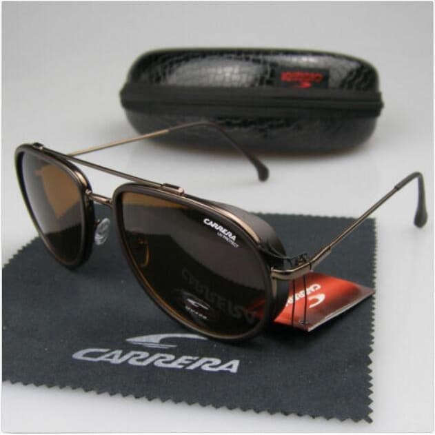 Óculos de Sol Masculinos CARRERA Estilo Novo Retro Grande Armação Metálica Oval Polarizados Proteção UV400 Ultravioleta