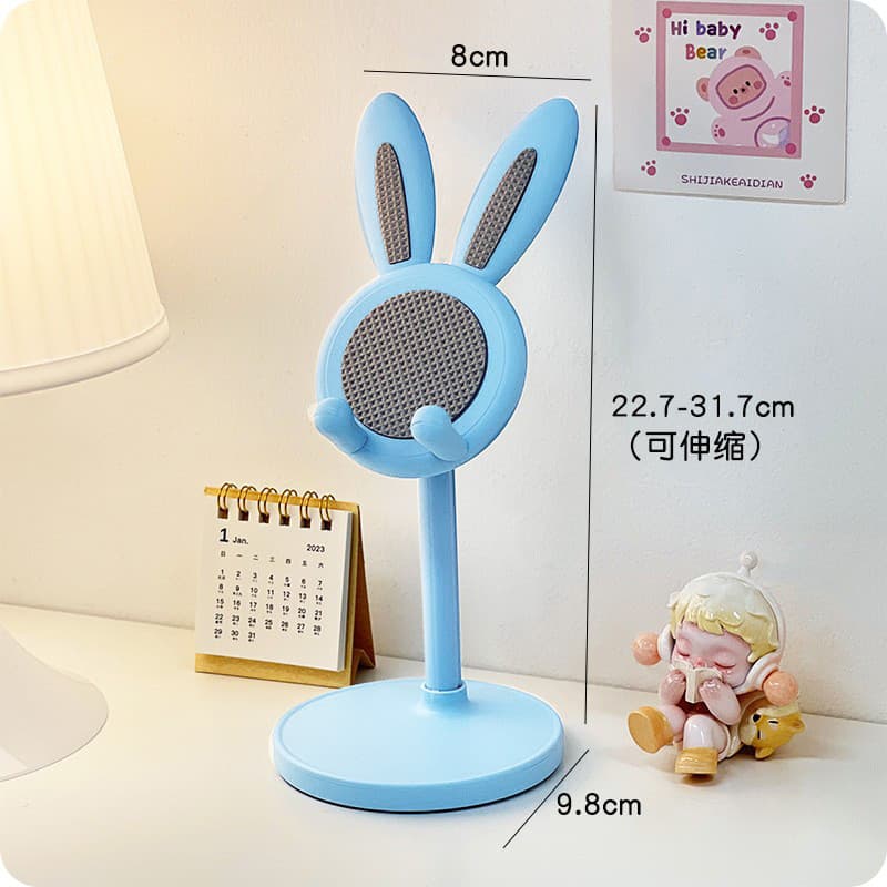 Suporte de celular retrátil multiângulo em formato de coelho fofo, universal para assistir a programas, altura ajustável