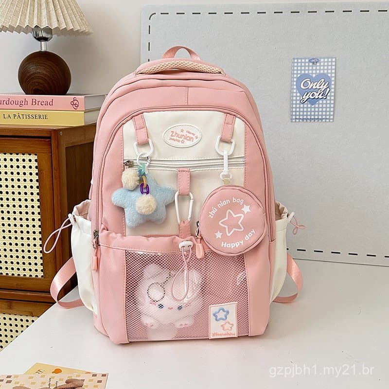 Mochila de Nylon Adequada para Mulheres e Homens - Mochila Leve com Alças Ajustáveis, Capacidade, Acessório Fofo - /// p