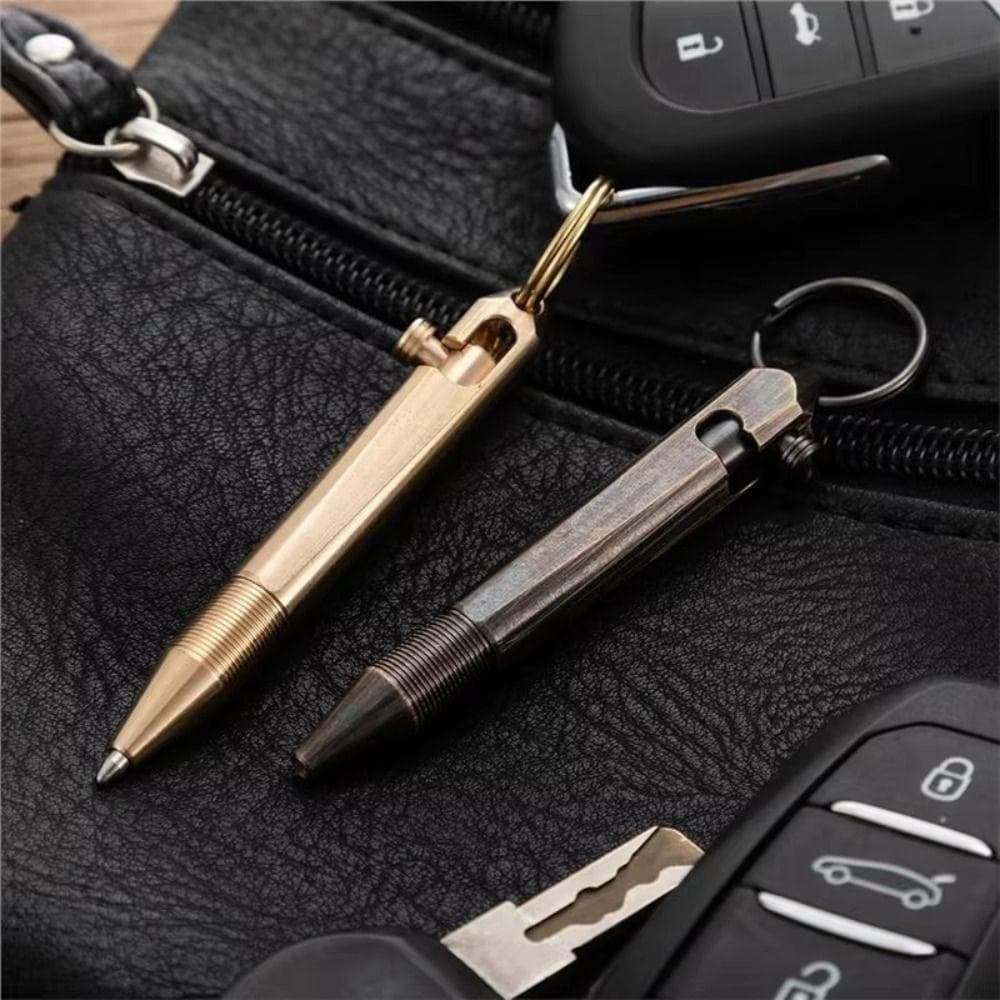 Mini Caneta de Latão, Caneta Cilíndrica de Bolso para Viagens de Negócios, Caneta Esferográfica Neutra, Fácil de Transpo