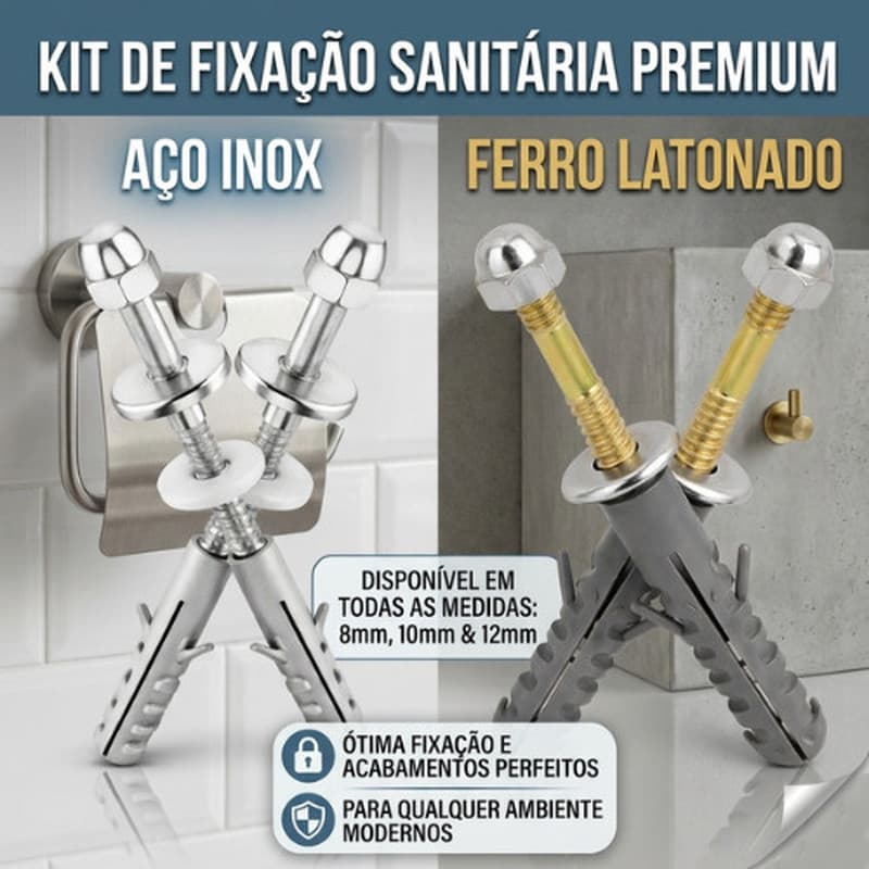 Kit C/ 2 Parafusos Para Vaso Sanitário 8mm, 10mm ou 12mm Latão Ou Inox