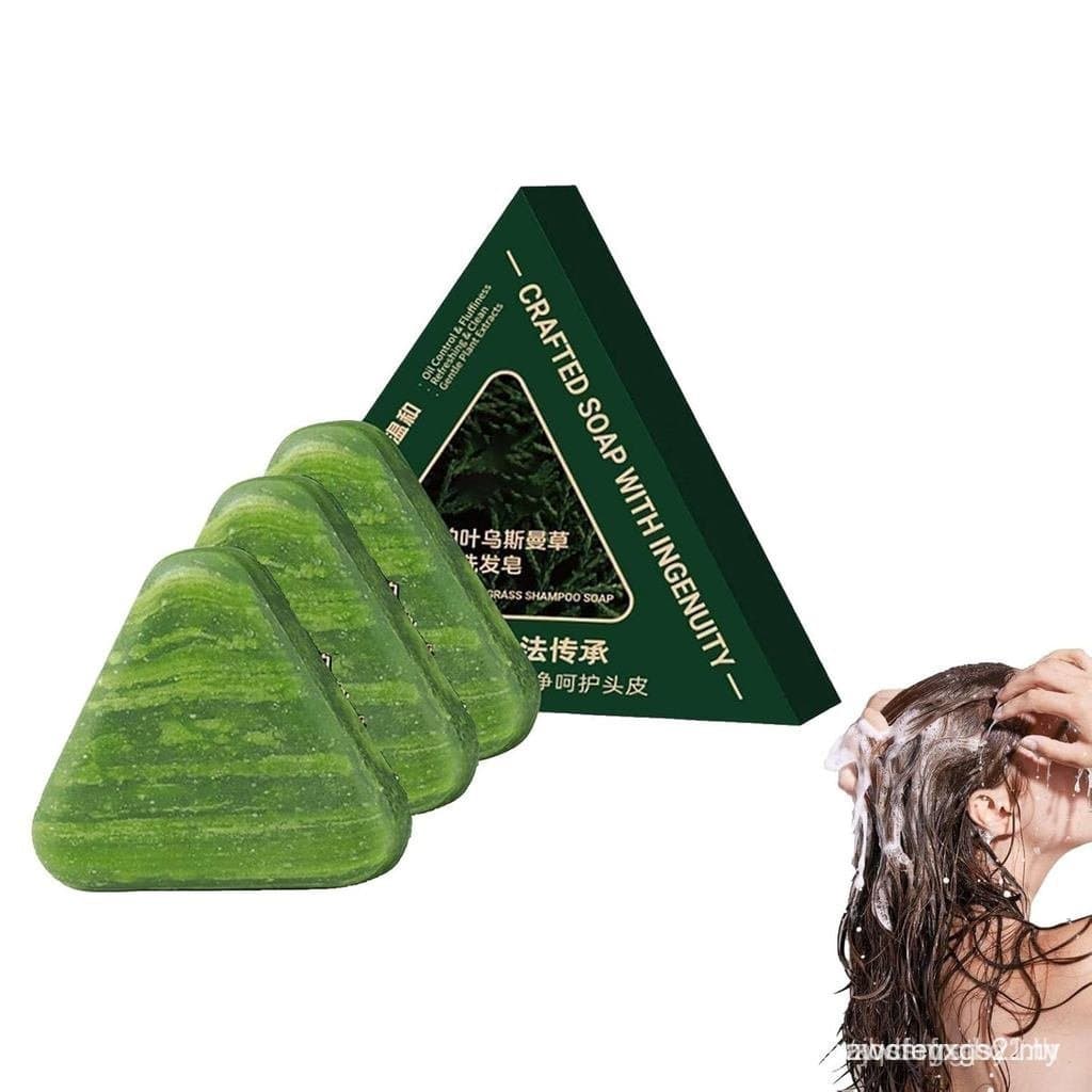 Barra de Shampoo Triangular, Barra de Shampoo Seven Green, Limpador Sólido à Base de Plantas, Suave e Nu