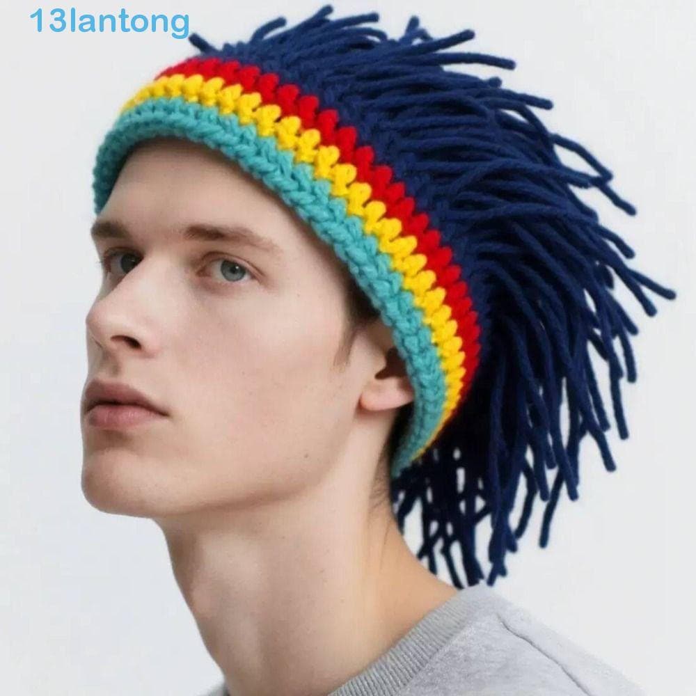 LANTONG Reggae Dreadlocks Chapéu De Malha , Peruca De Cabelo Sintético Quente Elástica Macia De Raízes Da África