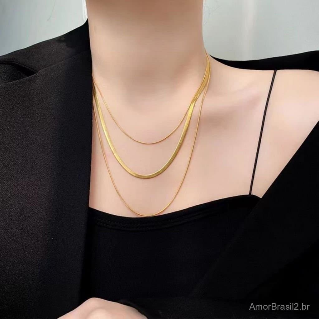 Novo colar de osso de cobra de aço titânio 18K multicamadas mais vendido, feminino, europeu e americano, personalidade d