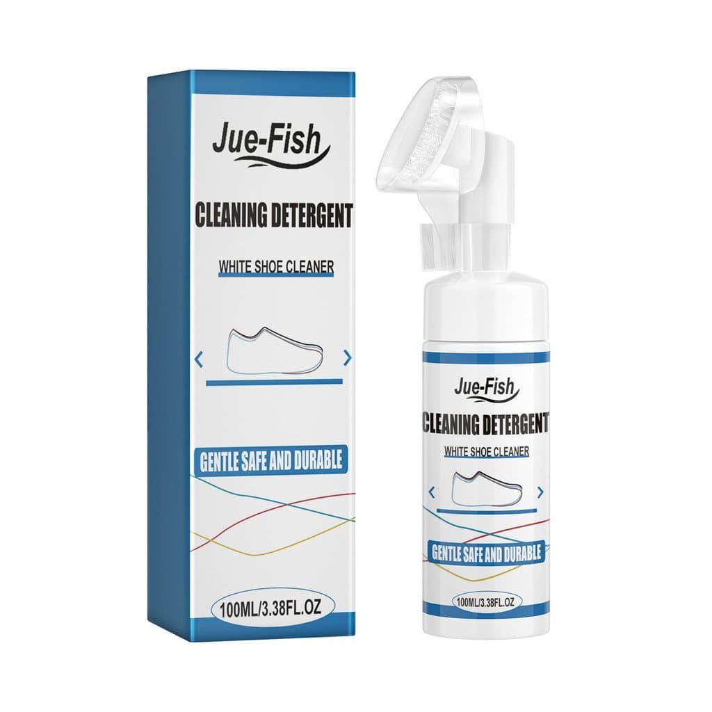Kit de Limpeza de Tênis Sem Água Jue-Fish, Removedor de Manchas Multifuncional e Limpador Clareador para Tênis Brancos (