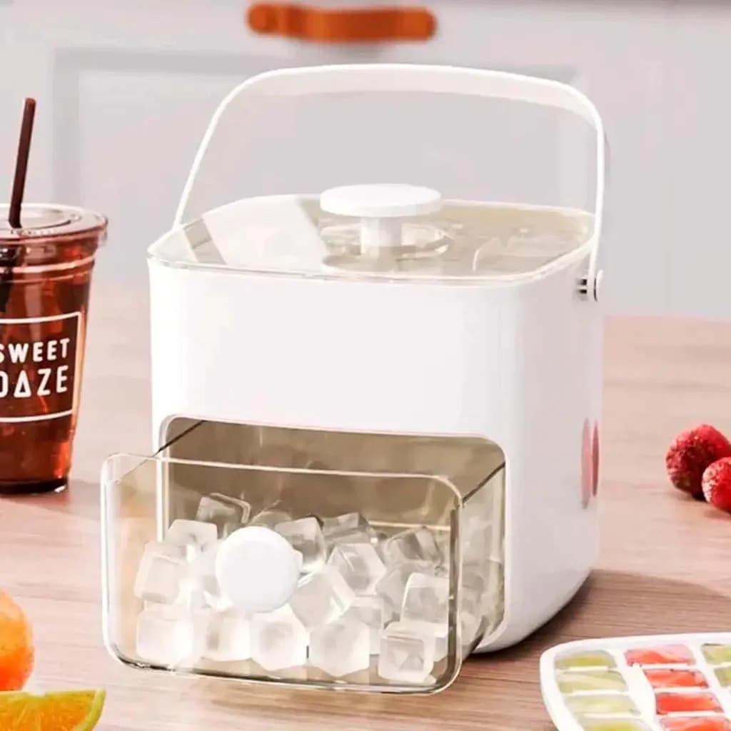 Forma De Gelo Bandeja Caixa 48 Cubos Com Gaveta E Pegador 15*15*10cm Para Cozinha e Bebida