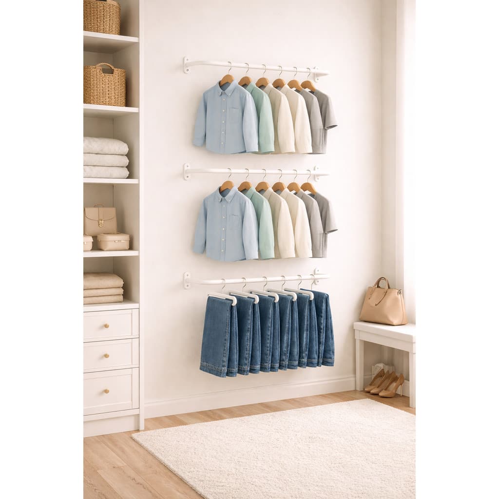 SUPORTE PARA ROUPA REFORÇADO 60CM - 3 PEÇAS BRANCO