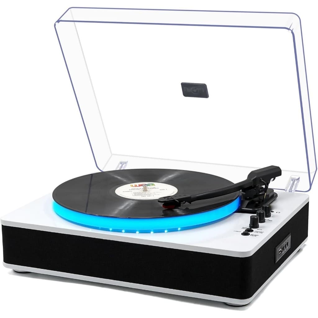 Toca-discos VEDO, com alto-falantes estéreo integrados, controle por LED, prato giratório de vinil com acionamento por
