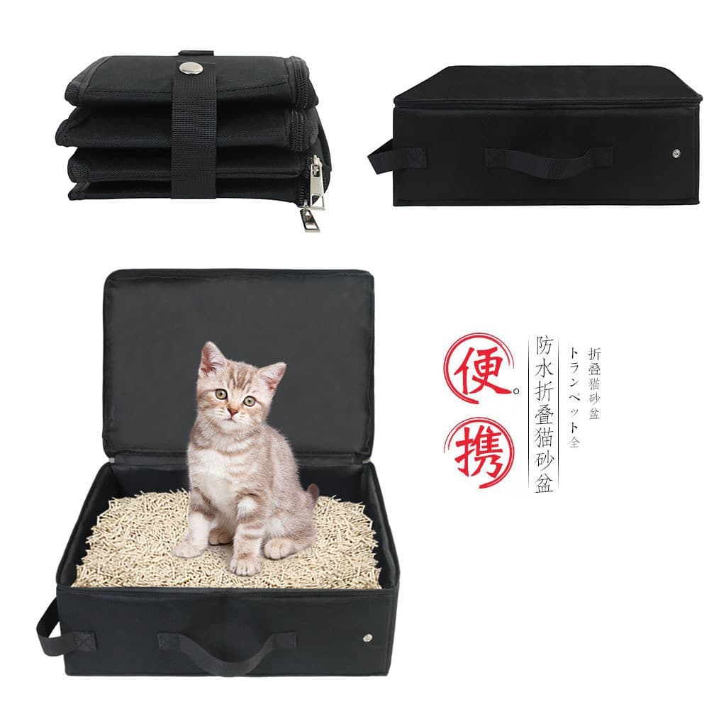 Novo portátil dobrável tecido caixa de areia para gatos com tampa alça portátil viagem caixa de areia para gatos passeio
