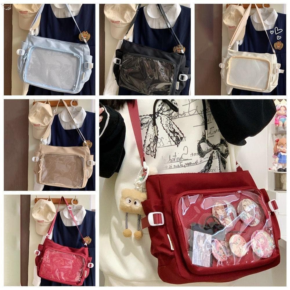 Bolsa de ombro MXBEAUTY JK, Itabag transparente de PVC estilo japonês, bolsa casual de lona estilo Harajuku DGWX