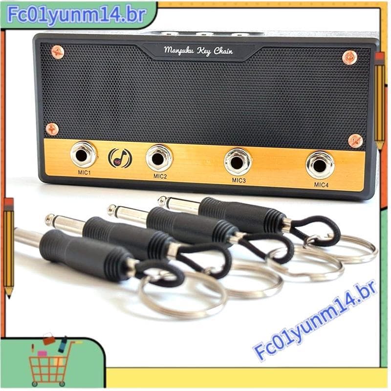 Cabide De Chave Estilo Amplificador De Guitarra De Montagem Na Parede E Porta-Chaves , Design De Alto-Falante Inclui 4 P