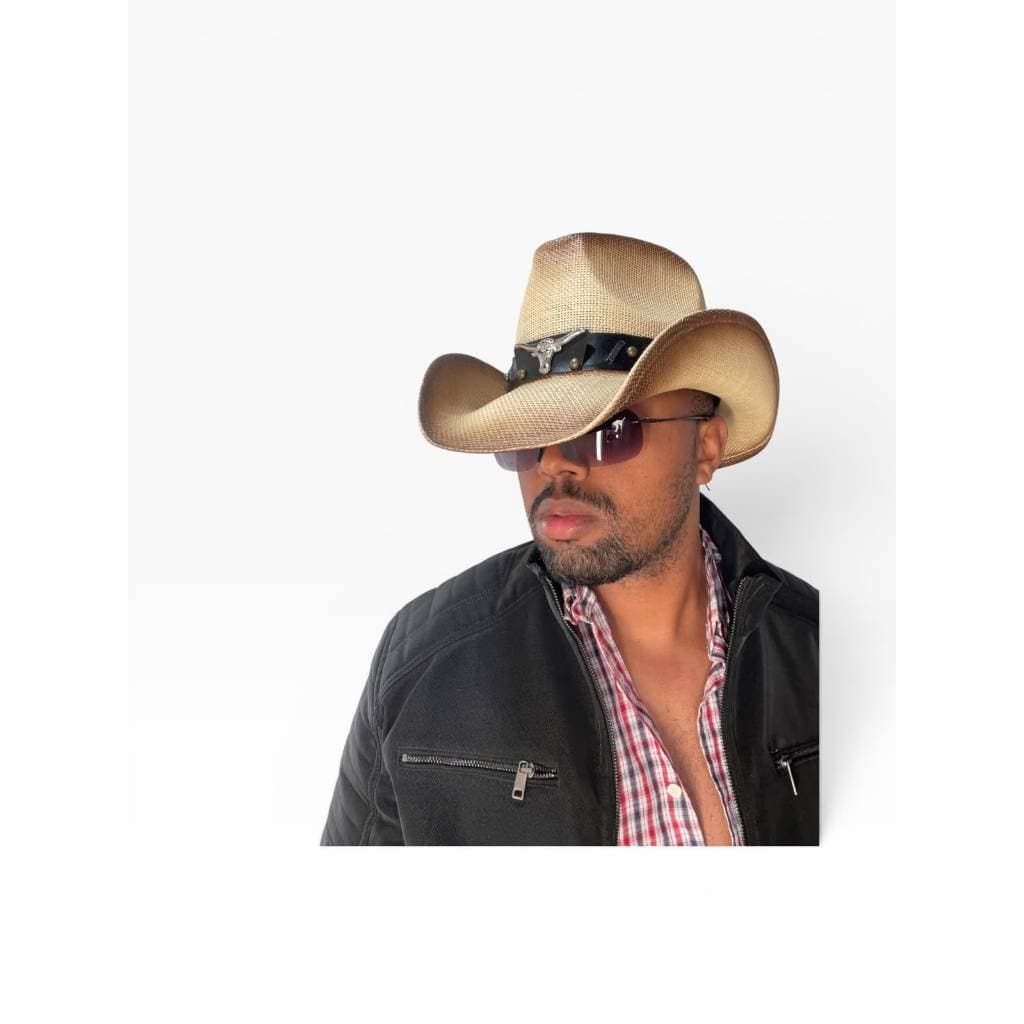 Chapéu Cowboy Country com Faixa de Couro e Fivela de Boi Premium Masculino Feminino Estilo Western Cavalgada
