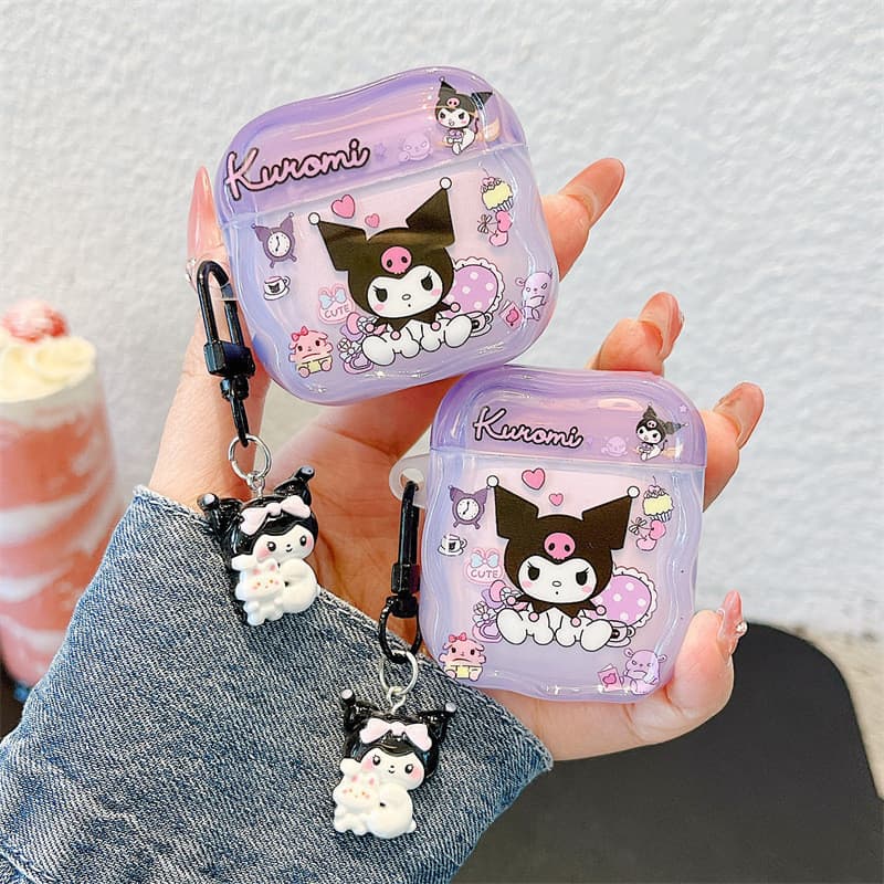 Capa protetora Kuromi de desenho animado, adequada para Airpods Pro 3, sem fio, Bluetooth, fone de ouvido, capa protetor