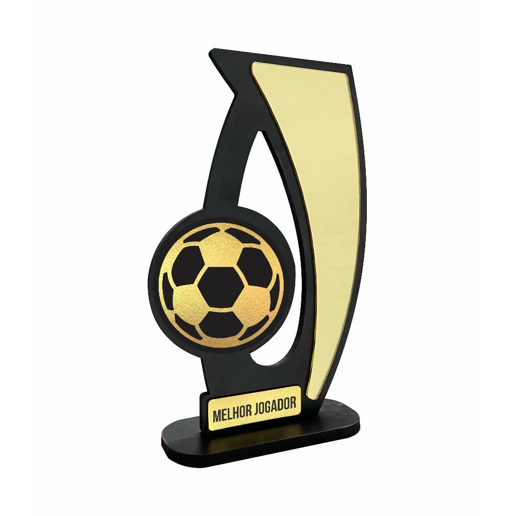 Troféu Melhor Jogador Em Mdf C/ Acrílico Dourado - 20cm