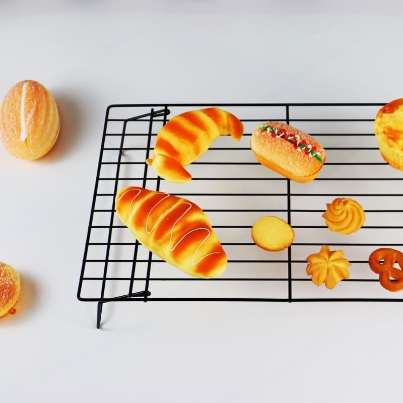 Rack De Resfriamento De Bolo Quadrado De 3 Camadas-Ferramenta De Cozimento Preta Antiaderente Para Secagem De Pão
