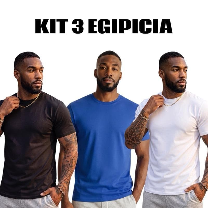 Kit 3 Camiseta Peruana Algodão Egípcio Malha Super  Premium