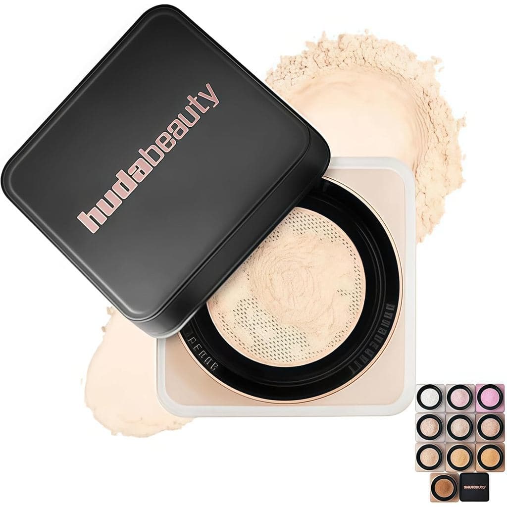 HudaBeautyEasyBakeLooseBaking&SettingPowder—Pó Solto para Controle de Oleosidade, Pó Fixador com Efeito Difusor de Luz,