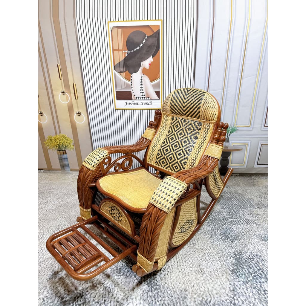 Natural indonésia Real Rattan cadeira reclinável luxo Yaowang casa dominador cadeira livre varanda sala de sol cadeira p
