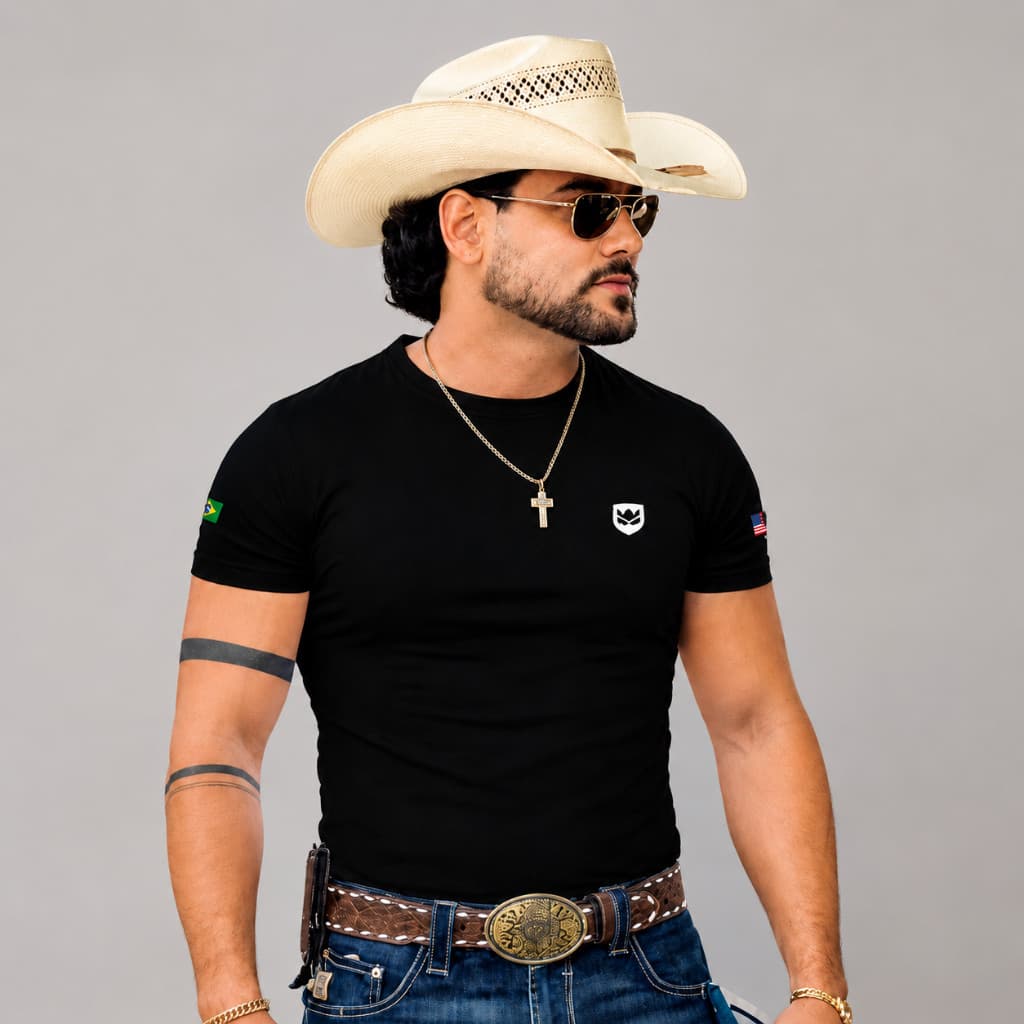 Camiseta Masculina Rincon Country Premium Algodão Gola Redonda Estilo Texas EUA Brasil Casual Básica