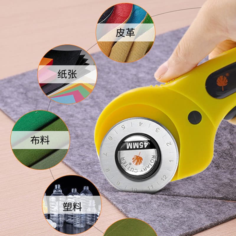 Faca de Corte de Tecido com Rolo, Faca de Patchwork com Roda, Faca de Corte de Couro de 45mm, Faca de Rolo com Cabo, Fac