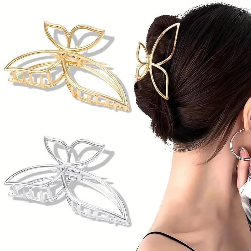 12 Peças Grampo de Cabelo Borboleta Metal 11cm - Laço Dourado e Prateado para Mulheres, Moda e Estilo-R7